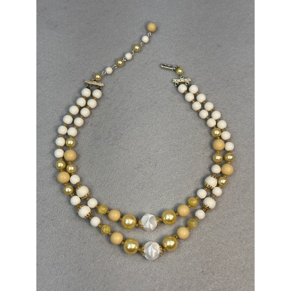 Unbranded Jewelry - Vintage Old Money Japan Faux Pearl Gold Bead Multi Strand Collar Necklace Bridal